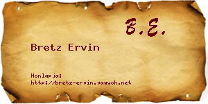 Bretz Ervin névjegykártya